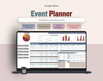 Event Digital Planner, Event Budget spreadsheet, Guest Attendance, To Do Checklist, Timeline Planning Template, Table Plan Tracker