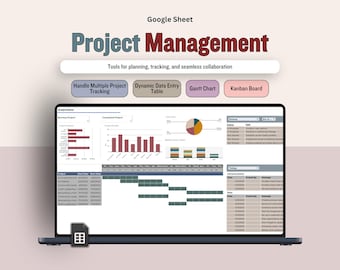 Project Management Template, Manage and Plan Projects And Task spreadsheet, Project Timeline, Gantt Chart, Kanban view, Track Team Workload