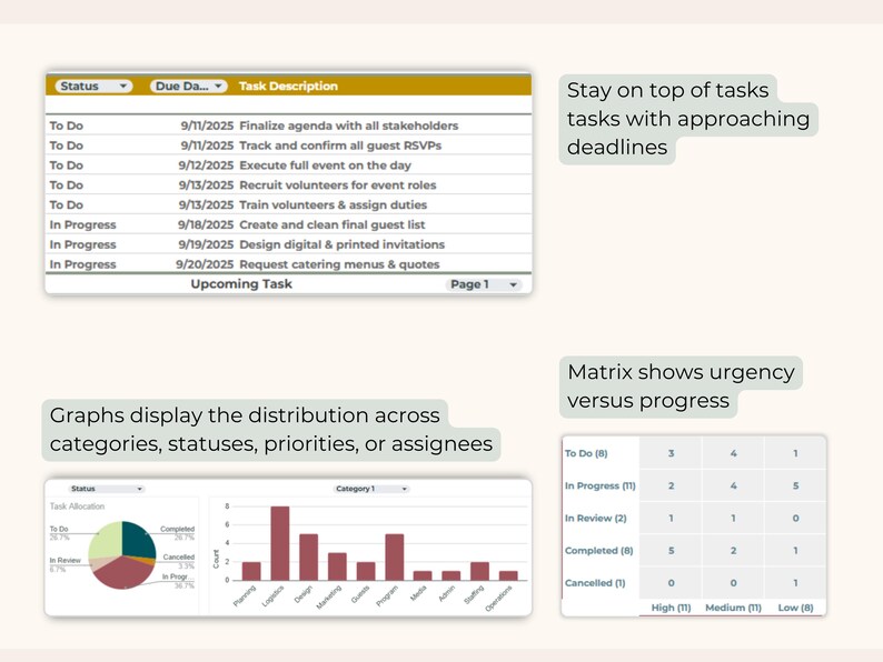 Kanban Board Spreadsheet, Task Tracker Project Management Template ...