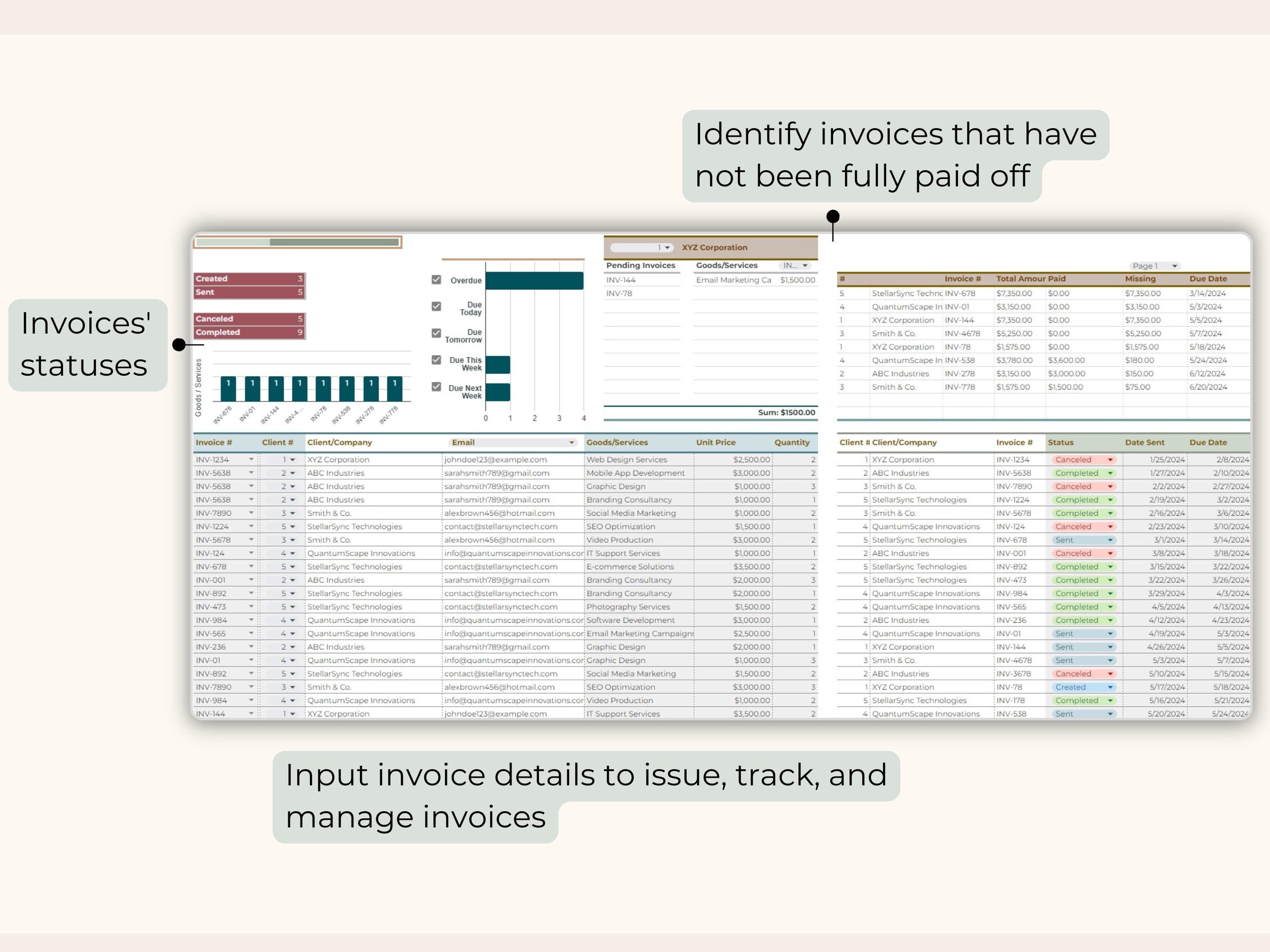 Invoice Tracking Report Invoice Tracker, Invoice Generator, Customer Payment Spreadsheet ...