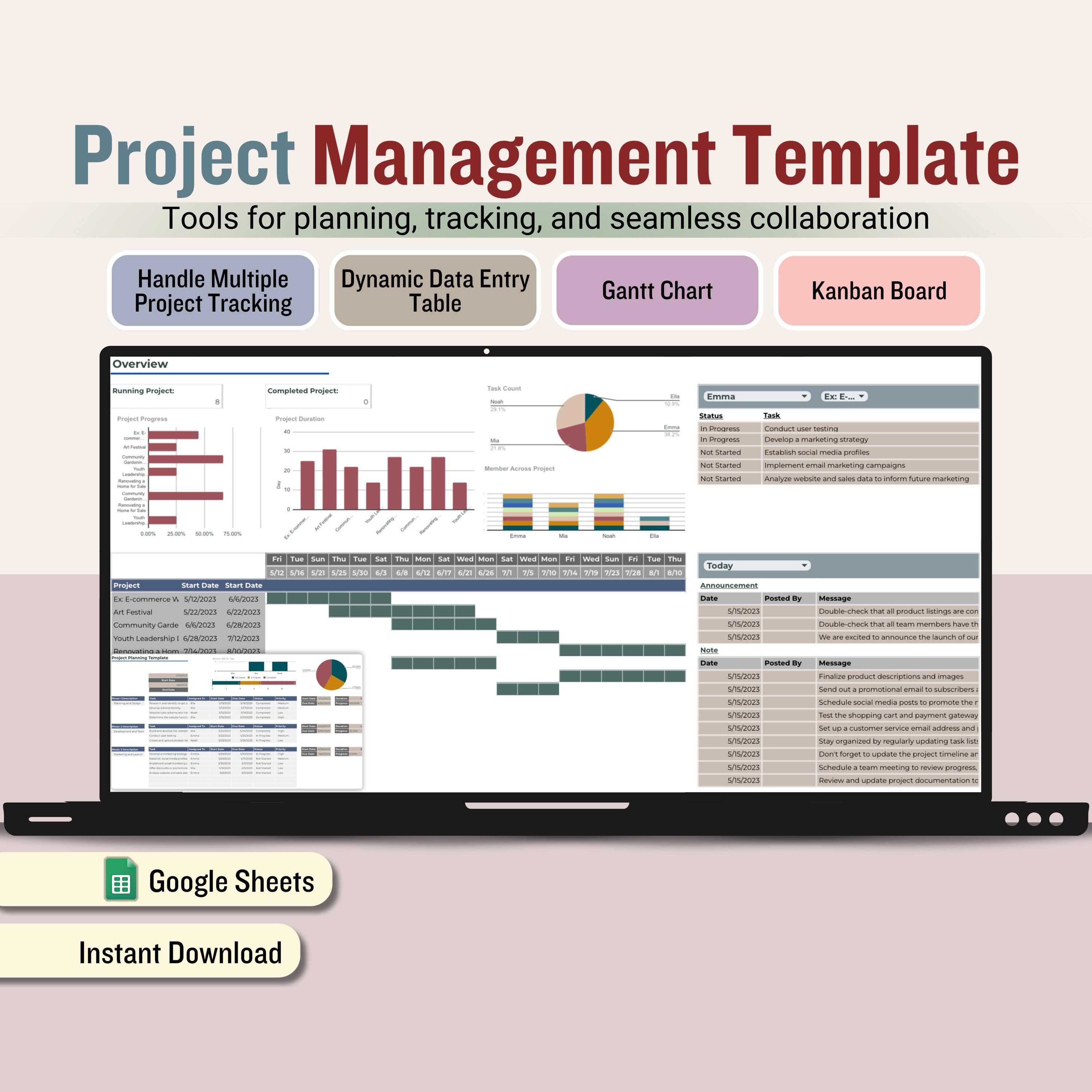 Project Management Template, Manage and Plan Projects and Task ...
