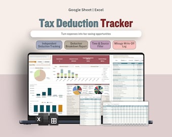 Multi-Source Tax Deduction Tracker, Self-Employed Tax Planner Spreadsheet, Small Business Tax Preparation Template, Itemized Expense Tracker