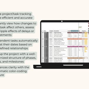 Gantt Chart Spreadsheet, Task Dependencies Template, Project Planner ...