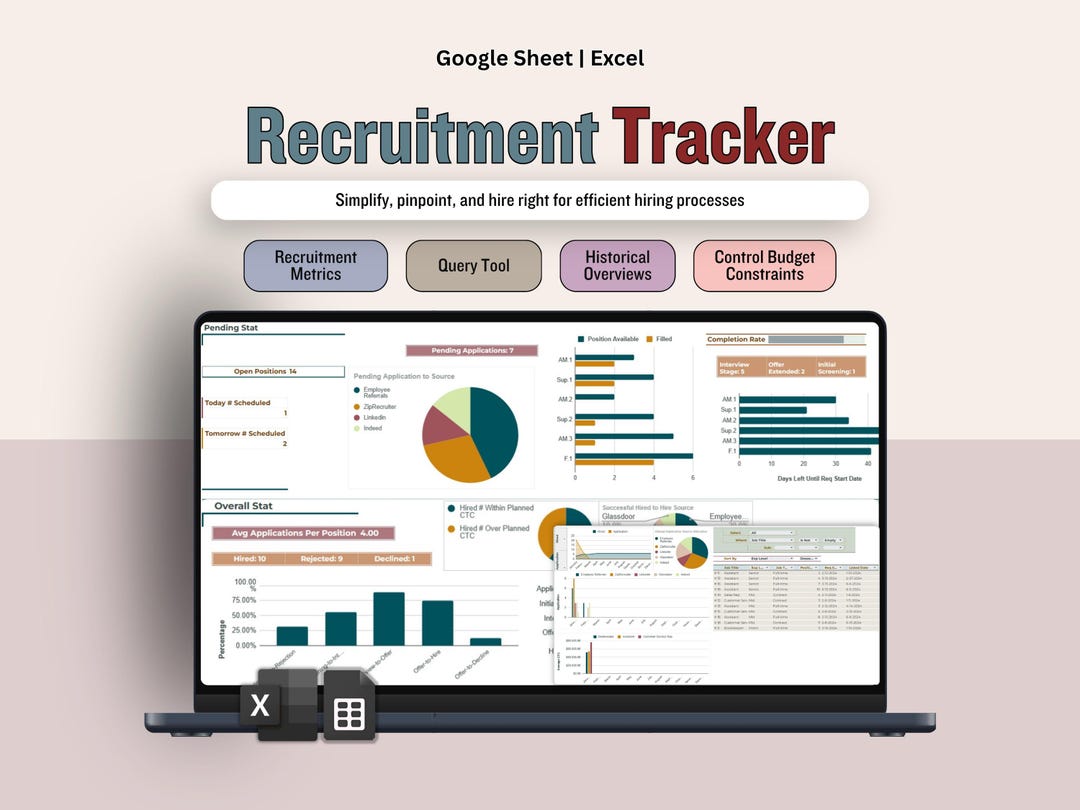 Recruitment Tracker, Application & Job Position Management Spreadsheet ...