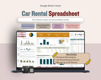 Turo Car Rental Tracker, Fleet Management Spreadsheet, Car Rental Income and Expense Tracker, Rental Booking Calendar (Excel & Google sheet)