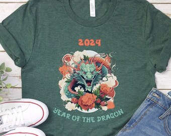 Chinese New Year 2024 Shirt, Year of the Dragon TShirt, Lunar New Year Shirt, Chinese Zodiac Fortune Gift, Fantasy Mythical Creature Tee