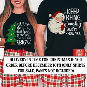 Couple Matching Christmas Pajamas, Funny Christmas Pajama Shirts for Couples, Boyfriend Girlfriend Xmas Jammies, Husband Wife Holiday PJs