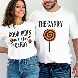 Couple Matching Halloween Shirts, Funny Halloween Costume for Couples, Spooky Season Tee, Halloween Candy Couple TShirts, Lollipop Shirt