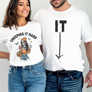 Funny Couple Matching Halloween Shirts, Trendy Halloween Costume for Couples, Halloween Skeleton Couple TShirts, Spooky Skeleton Girl Tee