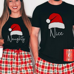 Couple Matching Christmas Pajamas, Funny Christmas Pajama Shirts for Couples, Boyfriend Girlfriend Xmas Jammies, Husband Wife Holiday PJs