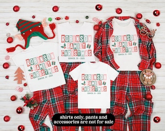 Custom Name Christmas Pajama Shirts, Family Matching Christmas Pajamas, Personalized Christmas Party PJs, Matching Family Christmas Jammies