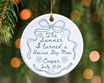 Personalized Rescue Dog Mom Ornament, First Christmas as a Rescue Dog Mom Ornament, Custom Gift for Rescue Dog Mom, Rescue Dog Mama Keepsake