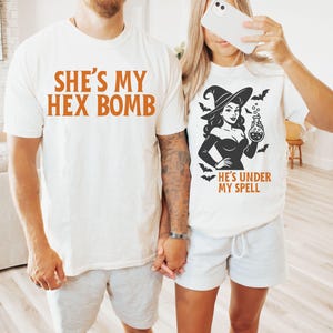 Funny Couples Halloween Shirts, Adult Humor Halloween Matching Shirts for Couples, Comfort Colors Couple Halloween Party Tees