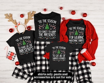 Funny Family Christmas Pajama Shirts, Tis The Season Holiday Matching Xmas Pajamas, Christmas Movies PJs, Festive Unisex Jammies