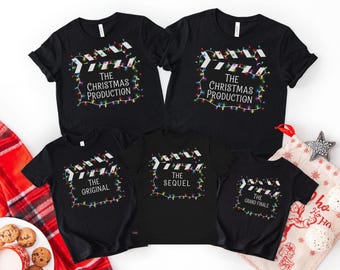 Funny Family Roles Christmas Pajama Shirts, Holiday Matching Xmas Pajamas, Christmas Movies PJs, Festive Unisex Jammies, Original Sequel Tee