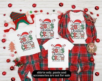 Custom Name Christmas Pajama Shirts, Family Matching Christmas Pajamas, Personalized Christmas Party PJs, Matching Family Christmas Jammies