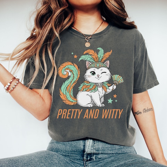 Comfort Colors Pretty and Witty Showgirl Kitten Shirt, Showgirl Era T-Shirt, 2025 New Album Tee, Life of TShirts, Gift for Best Friend