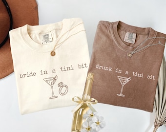 Luxury Bachelorette Shirts, Comfort Colors Martini Espresso Bachelorette TShirts, Bridal Party Gift, Bridesmaids Souvenir, Tini Bit Bach Tee