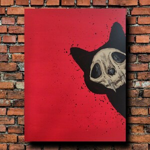 SKELEKITTY - Skeleton Cat Horror Art - Oddities & Curiosities - Weird Gothic Art