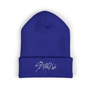 StrayKids Embroidered Cuffed Beanie, Karma Blue