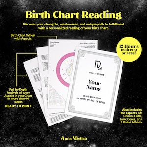 Birth Chart  with Lilith, Chiron, Ceres & Pallas + 12-Month of Transits, In-Dept Astrology Reading, Astrology Report In 12 hours or less!