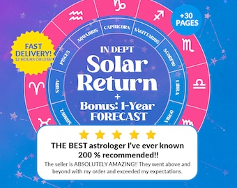 Best Seller Solar Return Reading + 1 Year Forecast, 12-Month Future Predictions, Detailed Same Day Astrology Report in 12 Hours!