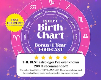 Astrology Birth Chart Reading + 1 Year Forecast, Detailed Natal Chart Analysis, 12 Month Prediction, Same Day Astrology Report In 8 Hours!