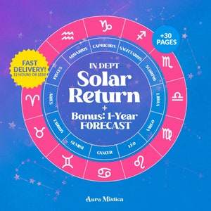 Sonnenrückkehr-Lesung + 1-Jahresvorhersage, 12-Monats-Zukunftsvorhersagen, Geburtshorben-Statistiken, detaillierter Astrologie-Jahresverlauf in 12 Stunden!