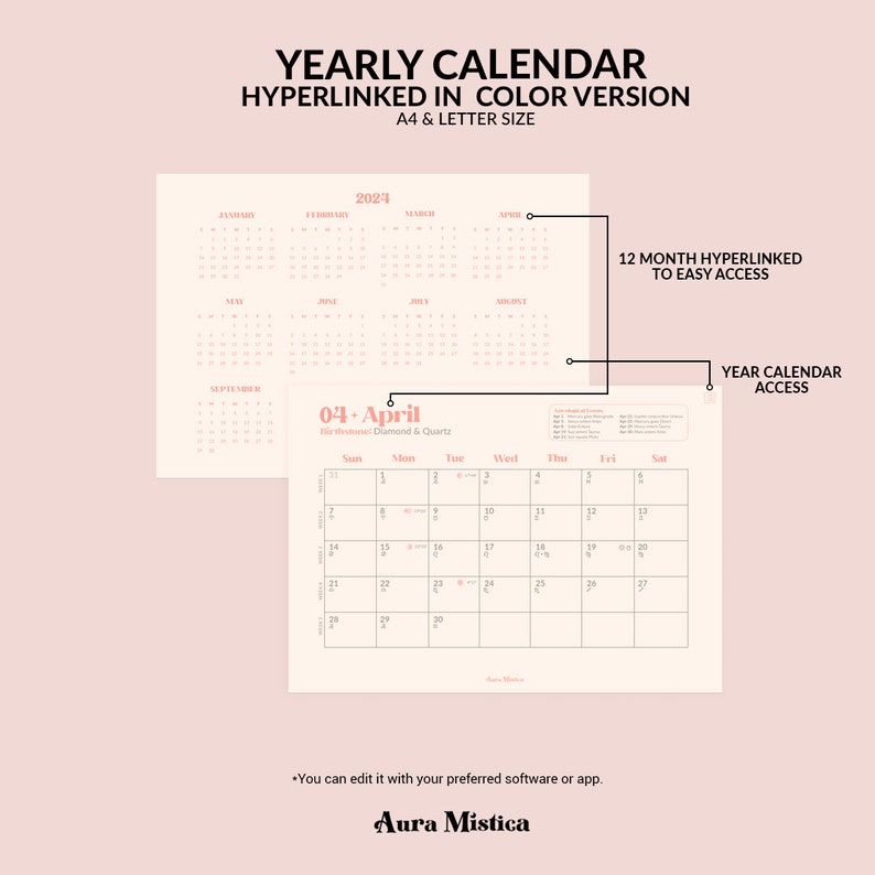 2025 Monthly Astrology Calendar, Moon Calendar, Lunar Calendar, 2025