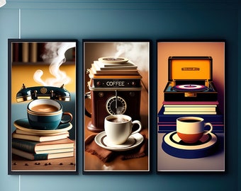 Coffee Decor Art Gift, Coffee Wall Art Posters, Home Office Kitchen Decoration, Cafe Wall Decor, Retro Style