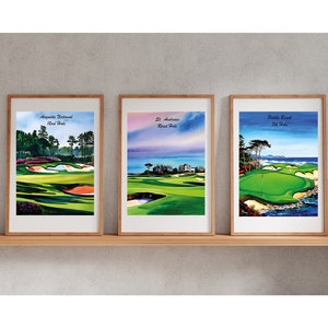 Golf Painting, Landscape Painting, Golf Gifts, St Andrews, Augusta, Pebble Beach, Minimalist Wall Art, Digital Download