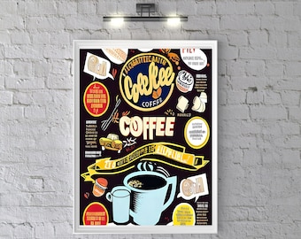 Poster d'arte da parete per caffè, regalo d'arte per l'amore per il caffè, decorazione per la cucina di casa e ufficio, decorazione da parete per caffè, stile vintage