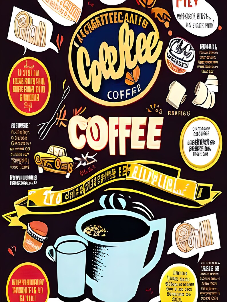 Coffee Wall Art Poster Love of Coffee Art Gift Home Office Etsy