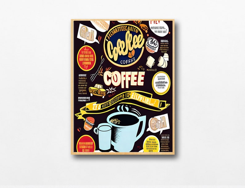 Coffee Wall Art Poster Love of Coffee Art Gift Home Office Etsy