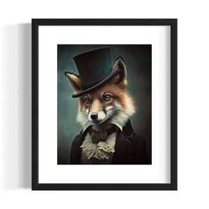 Fagin Fox Vintage Portrait Victorian Fox Painting Dark - Etsy