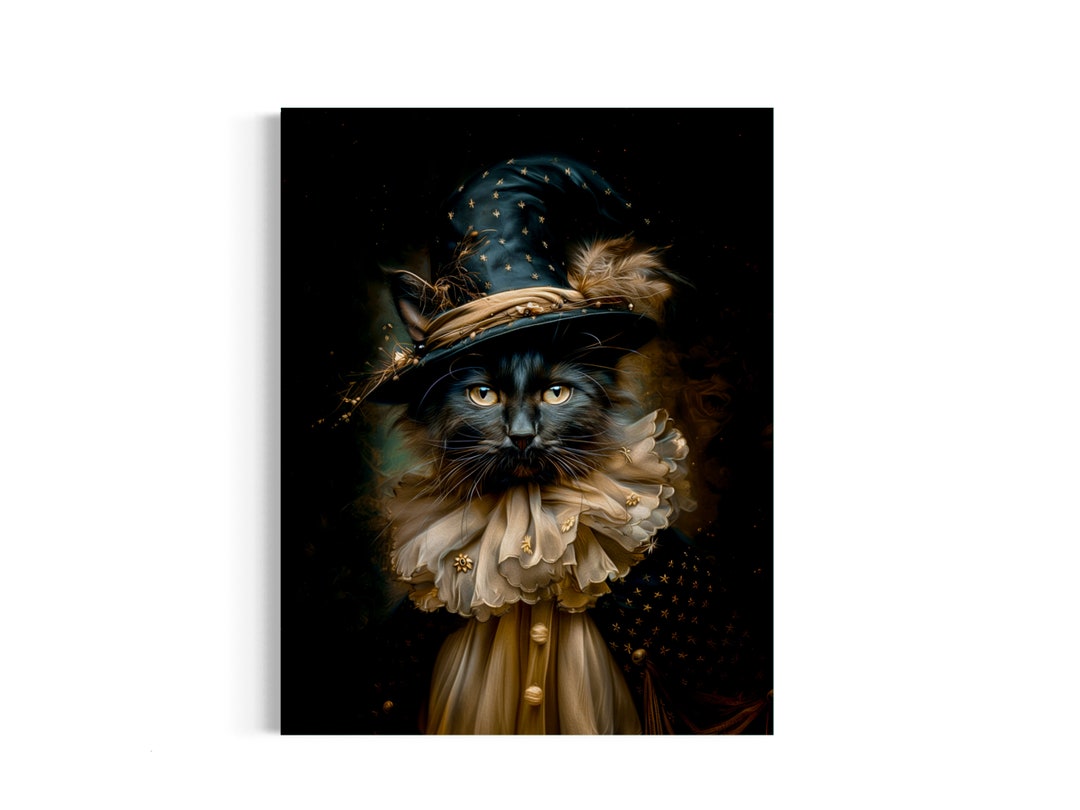 Magic Black Cat in Wizard Hat | Witch Halloween Hat Decor, Whimsical ...