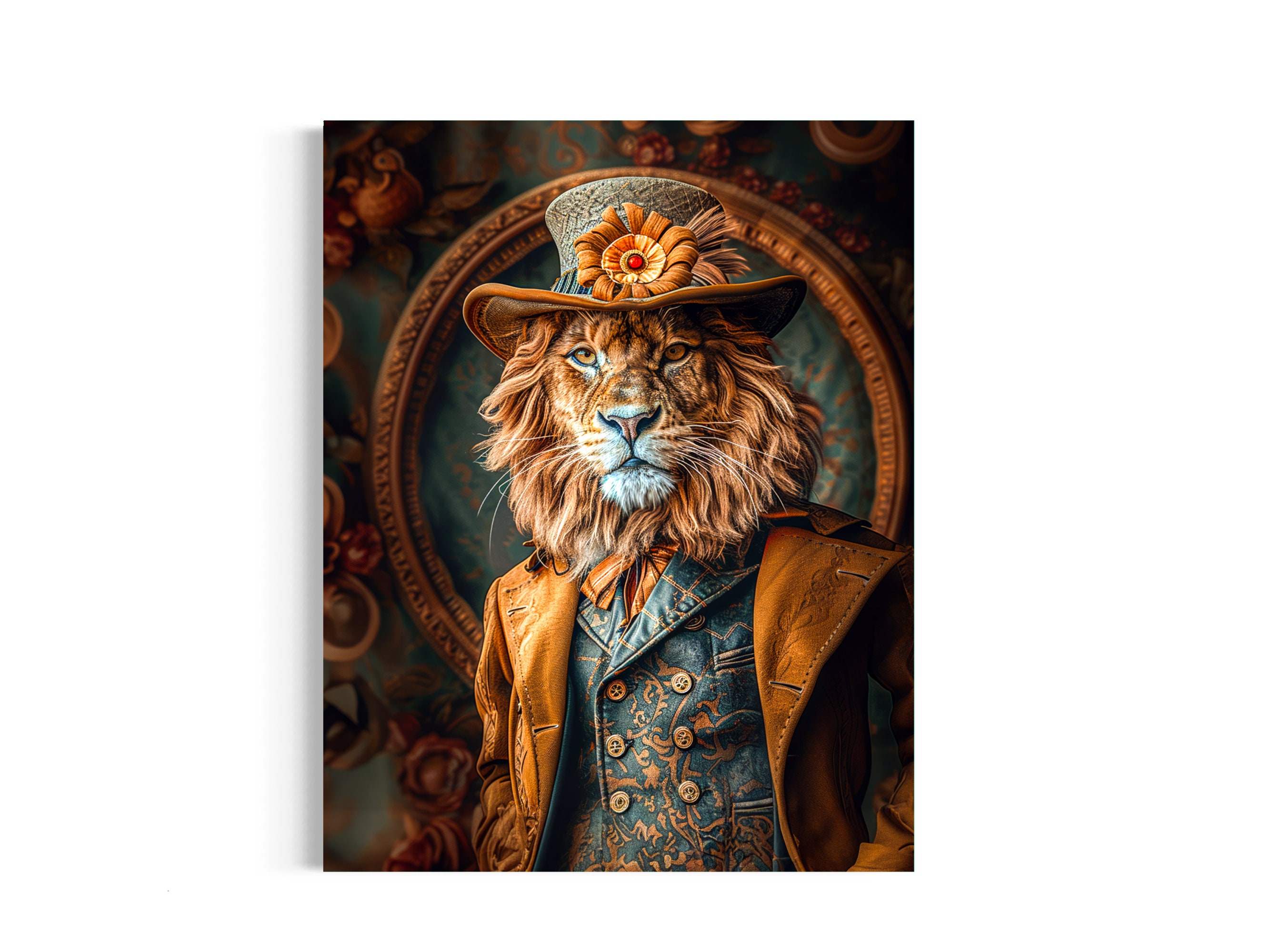The Gentleman Lion Royal Portrait | Victorian Lion Wearing a Top