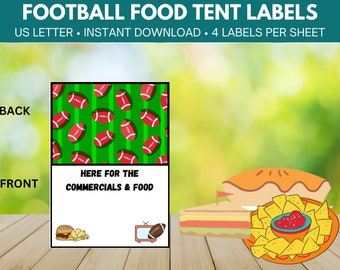 INSTANT DOWNLOAD Football Party Food Labels, Football Tent Cards, Super Bowl Party Food, Super Bowl Decor, Football Printable Decor