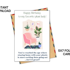 Carte d'anniversaire Lady Plant | Carte d'anniversaire drôle sur le thème des plantes | Carte d'anniversaire d'amant d'usine de meilleur ami | Vieillir | Plus dans nos 20 ans
