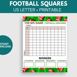 INSTANT DOWNLOAD Super Bowl Squares Game, Super Bowl Boxes, Football Squares, Super Bowl 57, Super Bowl LVII