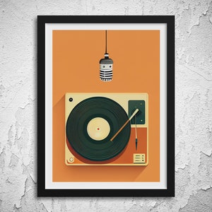 Record Player Poster, Vinyl Record Print, Turntable Artwork, Hifi Wall Decor, Downloadable Music Art,  LP Digital Print, Mid Century Modern