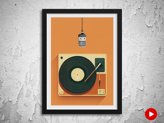 Digital illustration of record on record player For sale as Framed Prints,  Photos, Wall Art and Photo Gifts