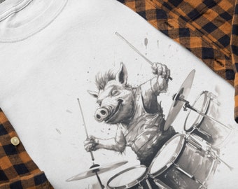 Hog Drummer T-Shirt, Shirt for Drummers, Gift for Musician, Drums T-Shirt, Drummer Shirt, Musician Shirt, Funny Tshirt