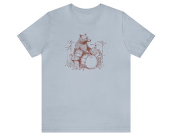 Bear Drummer T-Shirt, Shirt for Drummers, Gift for Musician, Funny Tee, Shirt for Dads, Drums T-Shirt, Drummer Shirt, Musician Shirt