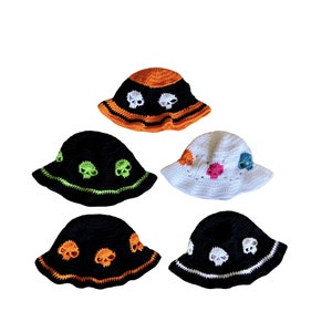 Crochet Skull Bucket Hat, Halloween Bucket Hat