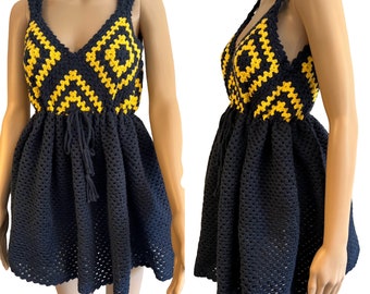 Crochet Granny Square Summer Dress, Crochet Festival Outfit, Crochet Beach Wear, Handmade Crochet Clothes, Made to Order