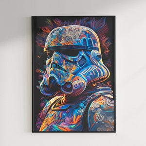 Stormtrooper Portrait, Psychedelic Art, Printable Digital Print Wall Décor, Star Wars Fan Art, Digital Download, Psychedelic Variant