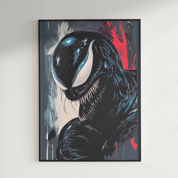 Venom Portrait, Printable Digital Print Wall Décor, Post-Impressionism, Marvel Fan Art, Digital Download, Modern Art Variant