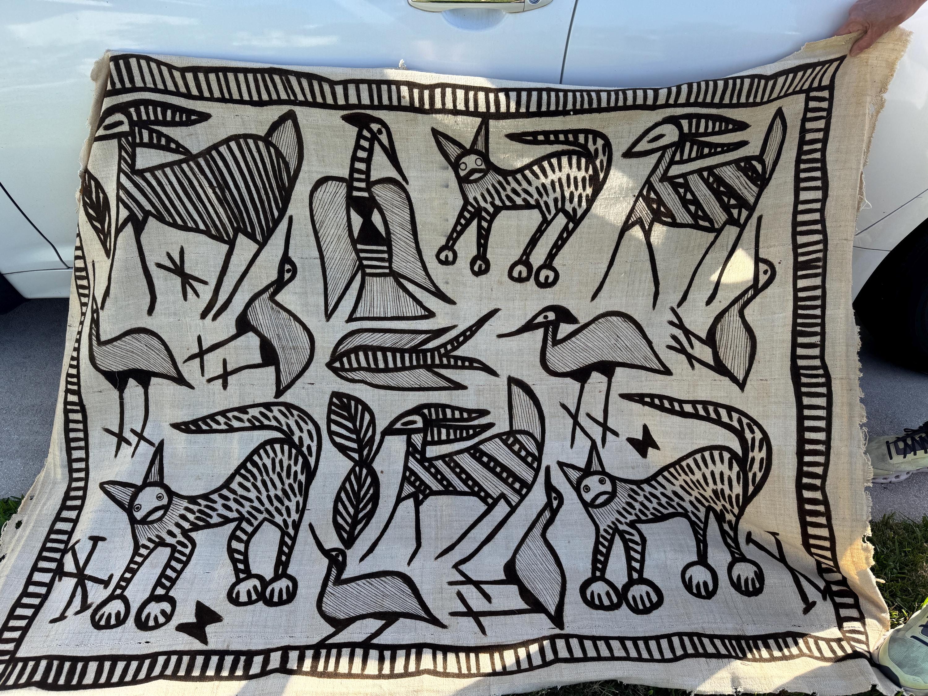 Vintage Handpainted Mud Cloth Made by the Senufo People of the 