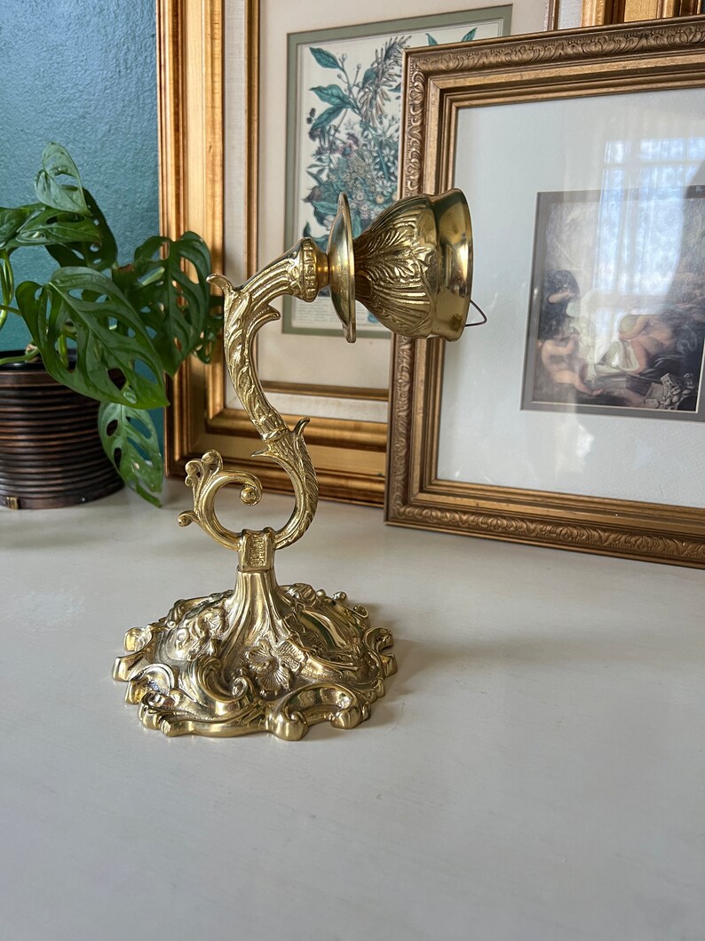 Ornate Antique Brass Wall Sconces Candlestick Holders French Rococo Etsy
